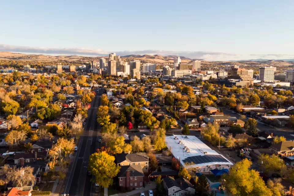 Aerial view of downtown Reno, Nevada